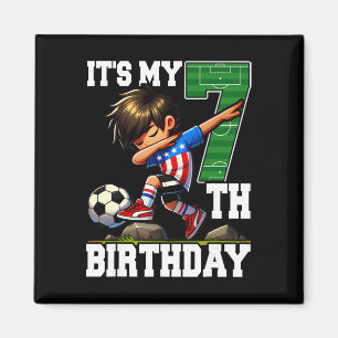 Soccer Boy It's My 7th Birthday American Flag  Magnet