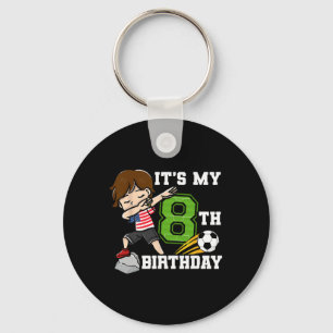 Soccer Boy It's My 8th Birthday American Flag  Key Ring