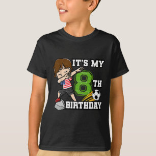 Soccer Boy It's My 8th Birthday American Flag T-Shirt