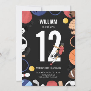 Soccer boy sport birthday invitation