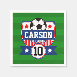Soccer Boys Football Field Birthday Party  Napkin