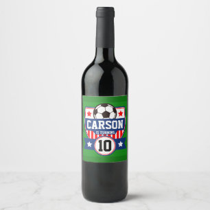 Soccer Boys Football Field Birthday Party  Wine Label