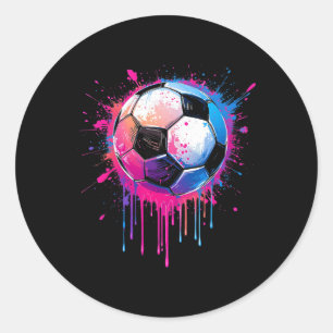 Soccer Boys Girls Awesome Colourful Soccer Drip So Classic Round Sticker