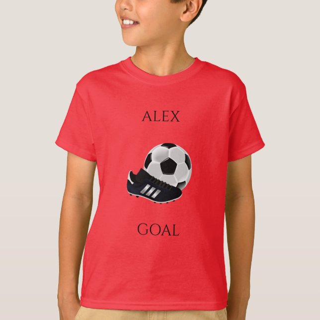 SOCCER boy's t-shirt, personalised name. T-Shirt (Front)