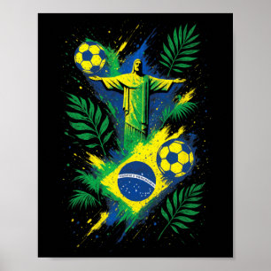 Soccer Brazil Footll Christ Rio Culture  Poster