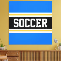 SOCCER Bright Blue Black White Yellow Stripes