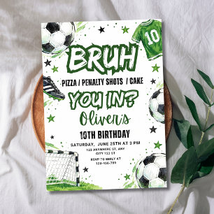 Soccer BRUH Birthday Party Football Sports Games Invitation