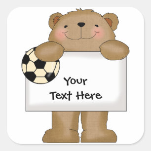 Soccer Bulletin Bear (customisable) Square Sticker