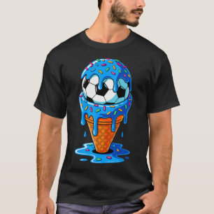 Soccer Byll Ice Cream Drip Fun Sprinkles Birthday T-Shirt