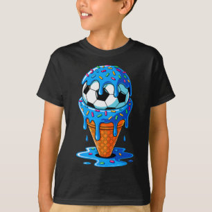 Soccer Byll Ice Cream Drip Fun Sprinkles Birthday T-Shirt
