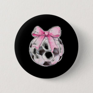 Soccer Byll Pink Coquette Bow Dainty Ribbon Girls 6 Cm Round Badge