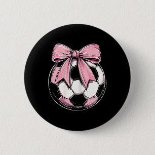 Soccer Byll Pink Coquette Bow Dainty Ribbon Girls  6 Cm Round Badge