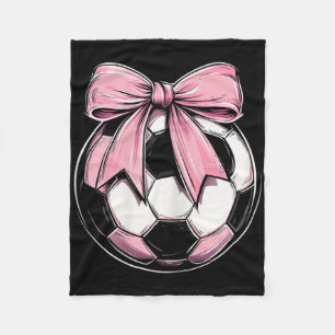 Soccer Byll Pink Coquette Bow Dainty Ribbon Girls Fleece Blanket