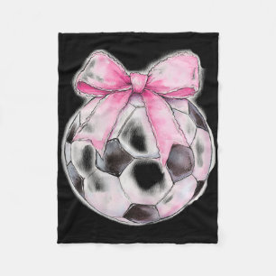 Soccer Byll Pink Coquette Bow Dainty Ribbon Girls Fleece Blanket