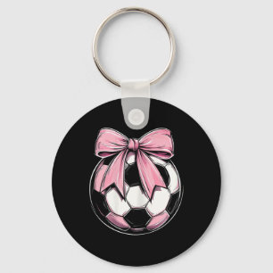 Soccer Byll Pink Coquette Bow Dainty Ribbon Girls  Key Ring