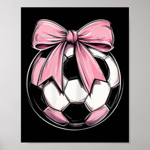 Soccer Byll Pink Coquette Bow Dainty Ribbon Girls  Poster