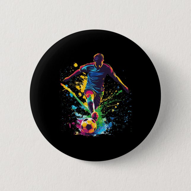 Soccer Byll Player Graphic  6 Cm Round Badge (Front)