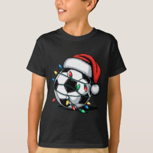 Soccer Byll Santa Hat Christmas Lights Pyjamas Xma T-Shirt