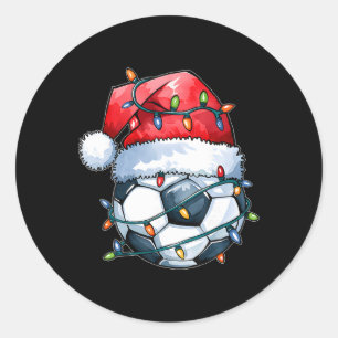 Soccer Byll Santa Hat Xmas Funny Christmas Soccer Classic Round Sticker