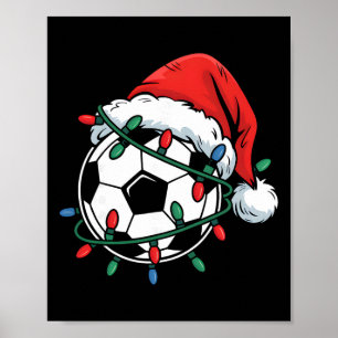 Soccer Byll Santa Hat Xmas Funny Christmas Soccer Poster