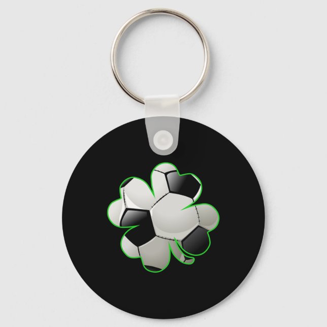 Soccer Byll Shamrock Four Leaf Clover St Patrick's Key Ring (Front)