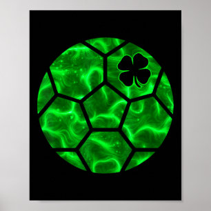 Soccer Byll Shamrock Lucky Clover Irish St Patrick Poster