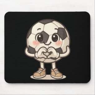 Soccer Byll With Heart Hands Love Cute Soccer Byll Mouse Pad