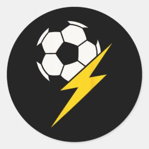 Soccer Byll With Yellow Lightning Bolt Team Coach  Classic Round Sticker