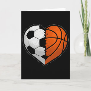 Soccer Bysketbyll Byll Heart Sports Lover Valentin Card