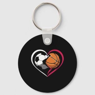 Soccer Bysketbyll Byll Heart Sports Lover Valentin Key Ring