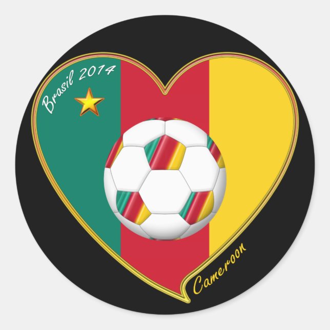 Soccer "CAMEROON" FOOTBALL Team, Football from Cam Classic Round Sticker (Front)