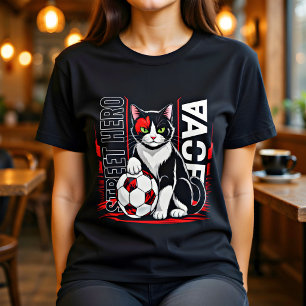 Soccer Cat Street Art Tee — Playful Gift for Cat