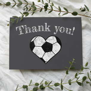 Soccer chalkboard heart thank you card