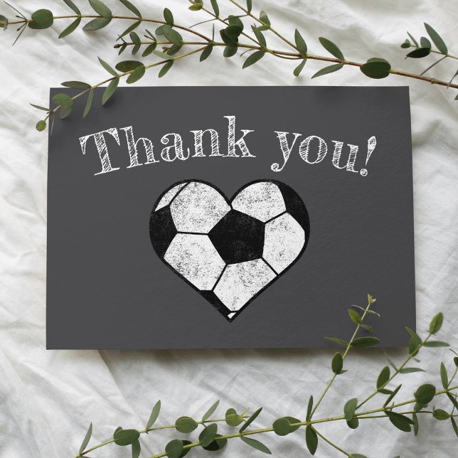 Soccer chalkboard heart thank you card (Creator Uploaded)