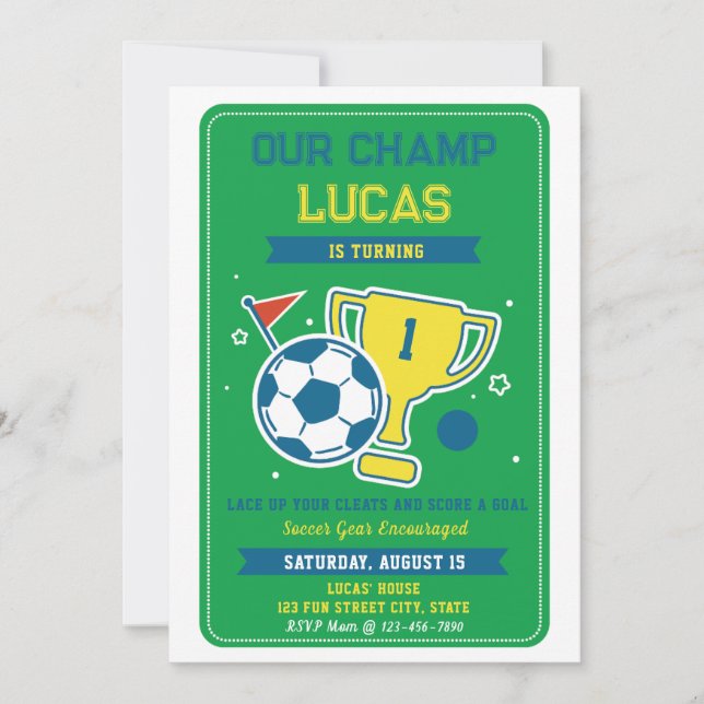 Soccer Champion 1st Birthday Invitation  (Front)