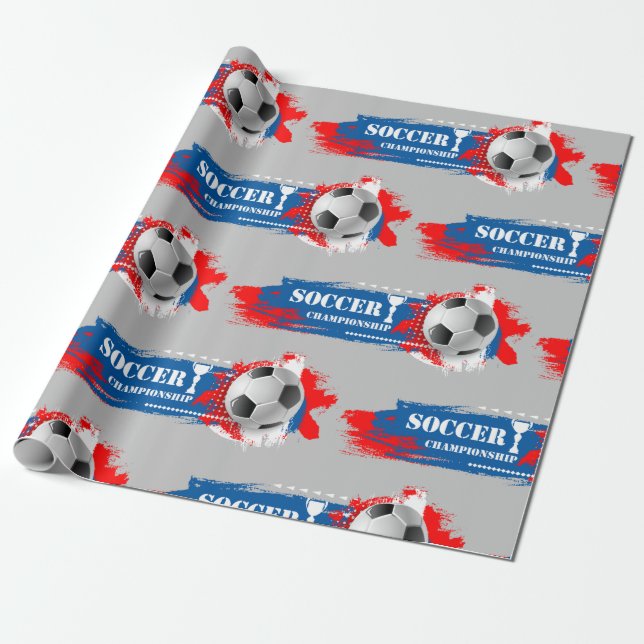 Soccer Championship Wrapping Paper (Unrolled)