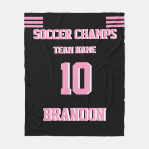 Soccer champs Blanket pink personalised player