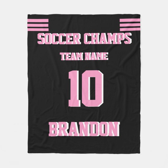 Soccer champs Blanket pink personalised player     (Front)