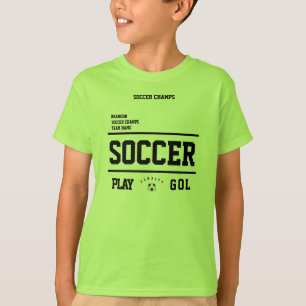 Soccer champs personalised player team kids lemon T-Shirt