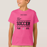 Soccer champs personalised player team kids pink