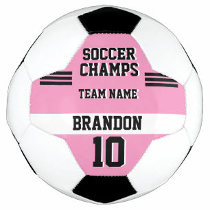 soccer champs pink black personalised sport player ball