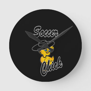 Soccer Chick #4 Round Clock