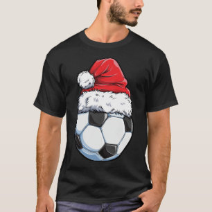 Soccer Christmas Ball Santa Hat Funny Sport Xmas ( T-Shirt