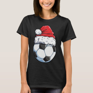 Soccer Christmas Ball Santa Hat Funny Sport Xmas ( T-Shirt