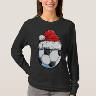 Soccer Christmas Ball Santa Hat Funny Sport Xmas ( T-Shirt