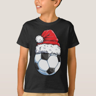 Soccer Christmas Ball Santa Hat Funny Sport Xmas ( T-Shirt