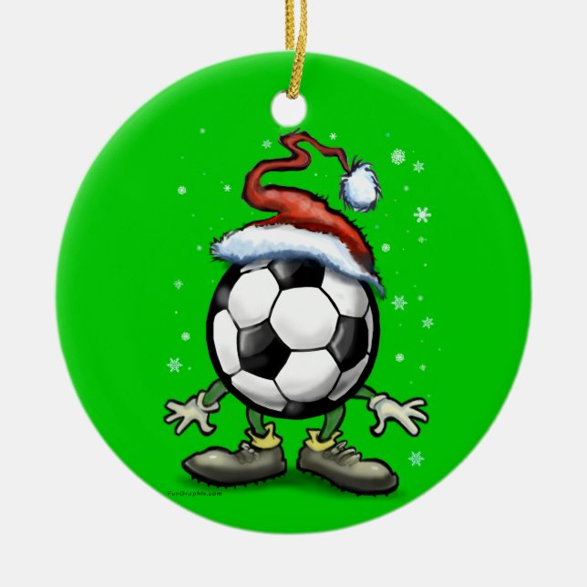 Soccer Christmas Ceramic Tree Decoration (Front)
