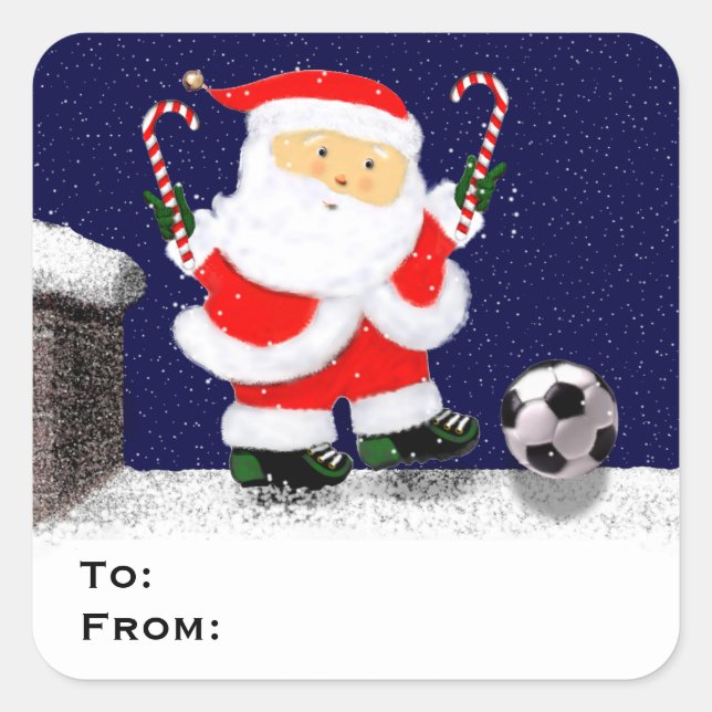 Soccer Christmas Gift Tage Square Sticker (Front)