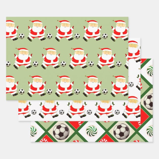 Soccer Christmas Holiday Gift Ideas Wrapping Paper Sheet (Set)