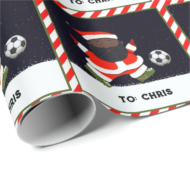 Soccer Christmas Holiday Gift Wrapping Paper (Roll Corner)